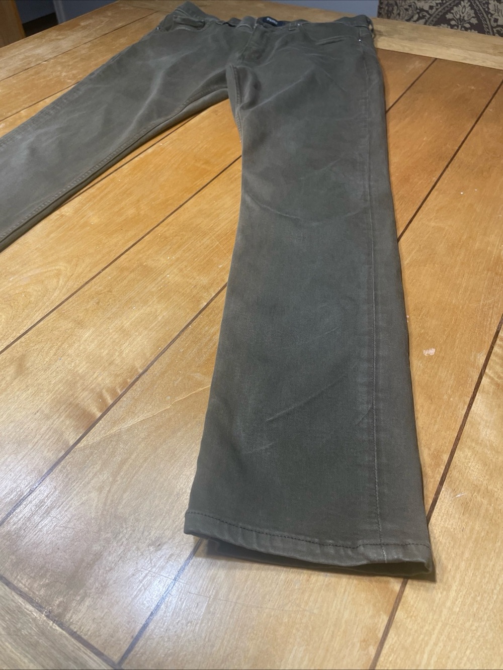 PAIGE Lennox Slim Fit Olive Green Performance Denim Jeans Made in USA 34x32